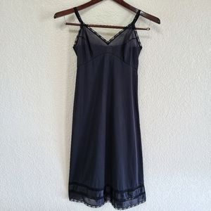 Vintage 70s JC Penny Black Lace Slip Dress